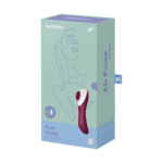 Vibromasseur à pression d’air Satisfyer, vibromasseur pour le point G, Dual Crush, vibromasseur double à insertion et pression d’air, rouge vin, Satisfyer