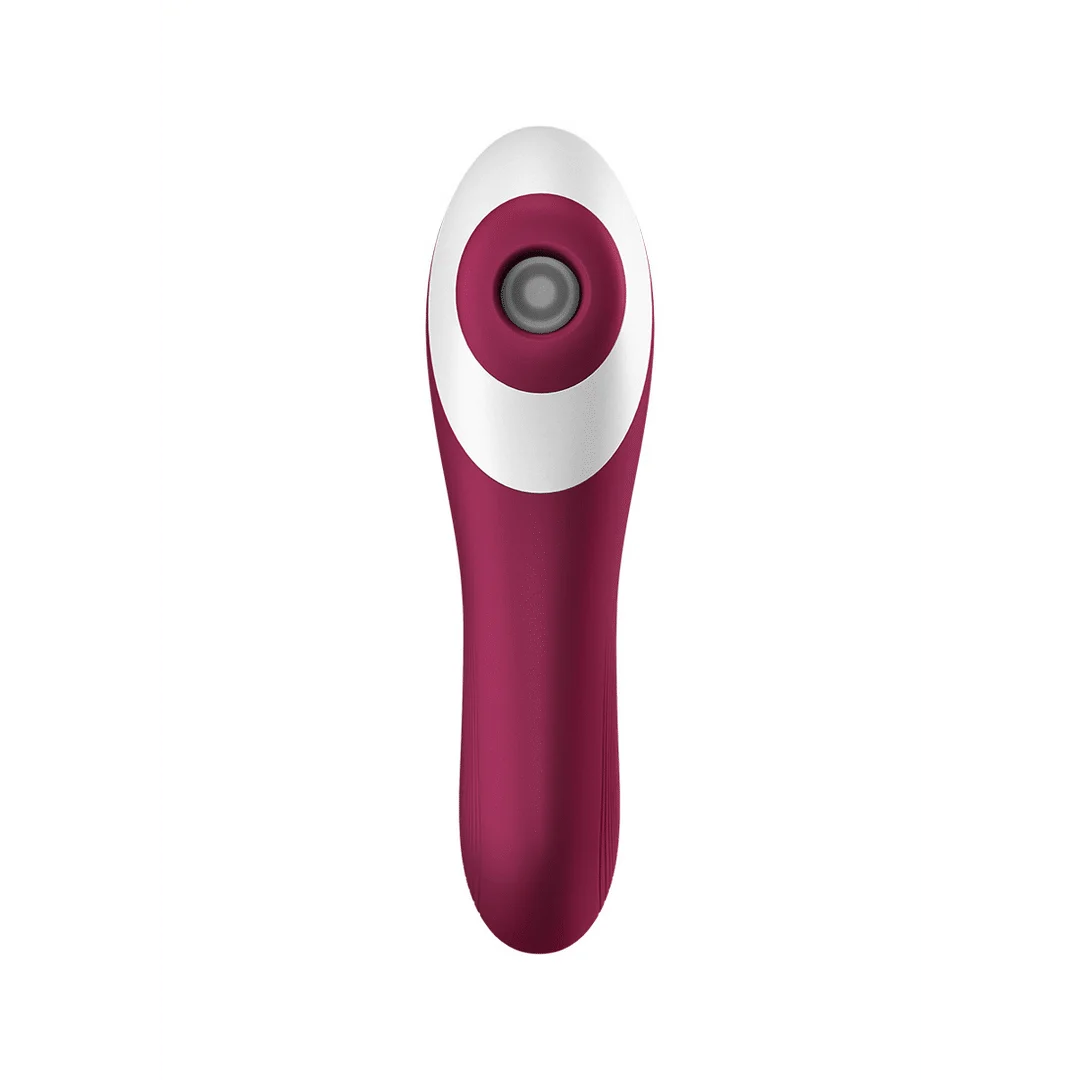 Vibromasseur à pression d’air Satisfyer, vibromasseur pour le point G, Dual Crush, vibromasseur double à insertion et pression d’air, rouge vin, Satisfyer – Image 3
