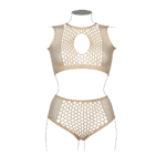 Ensemble de lingerie avec détails en résille et ouverture en goutte pour une silhouette séduisante aux courbes généreuses – LIN – Image 6