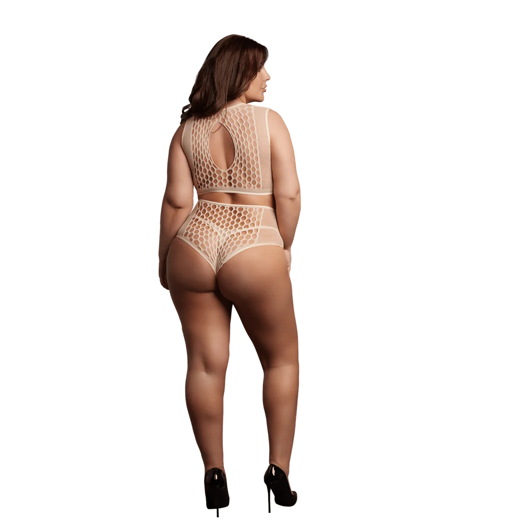 Ensemble de lingerie avec détails en résille et ouverture en goutte pour une silhouette séduisante aux courbes généreuses – LIN – Image 3