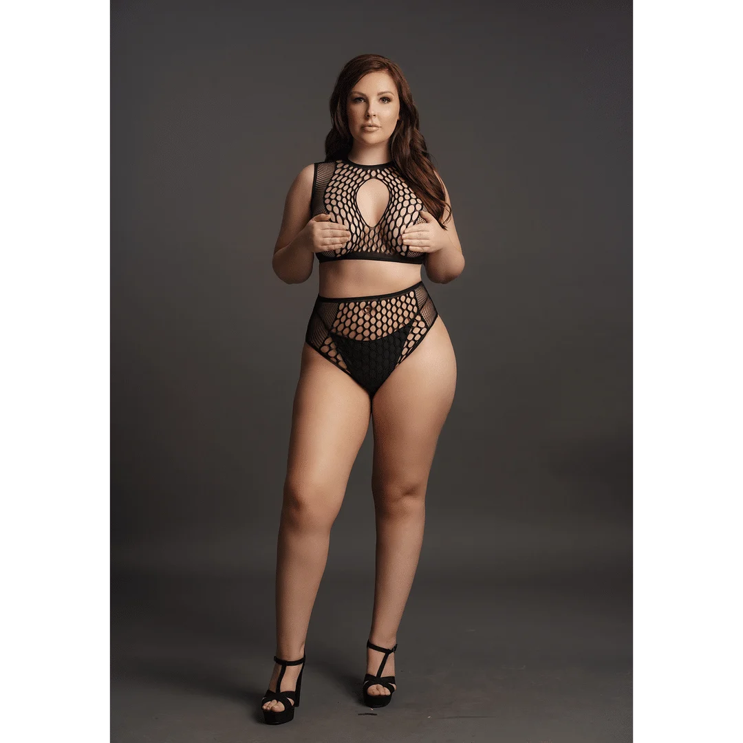 Ensemble de lingerie avec détails en résille et ouverture en goutte pour une silhouette séduisante aux courbes généreuses – LIN – Image 16