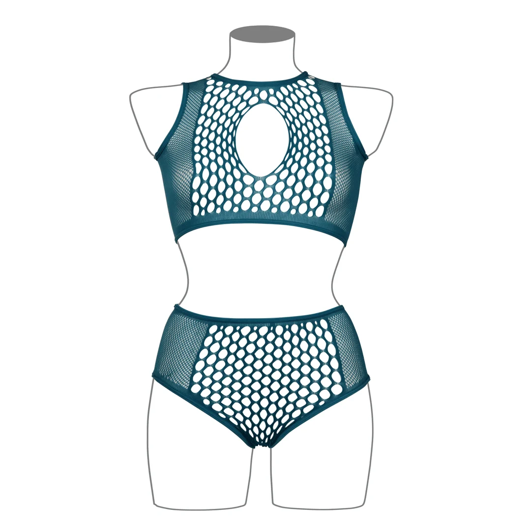 Ensemble de lingerie avec détails en résille et ouverture en goutte pour une silhouette séduisante aux courbes généreuses – LIN – Image 12