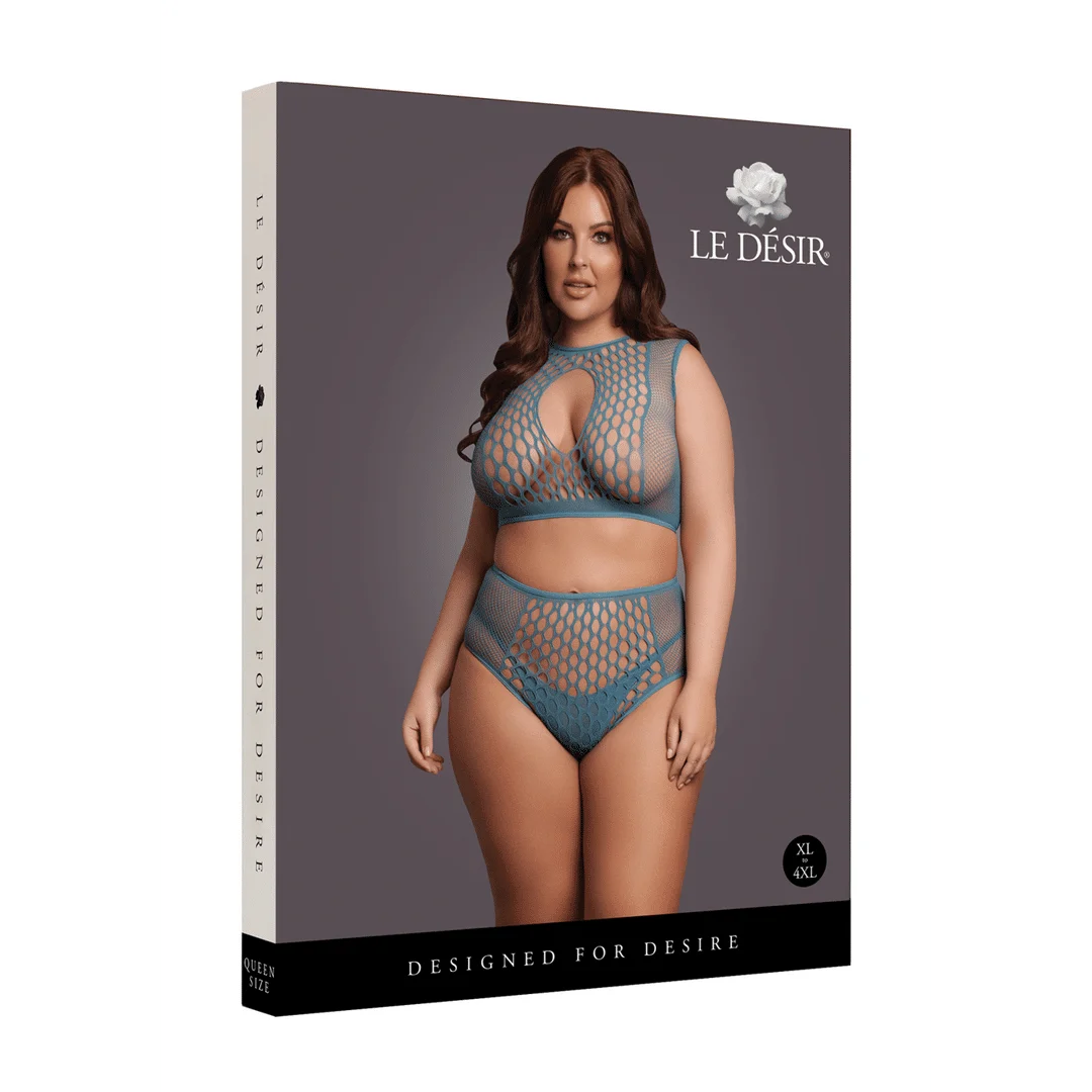 Ensemble de lingerie avec détails en résille et ouverture en goutte pour une silhouette séduisante aux courbes généreuses – LIN – Image 7