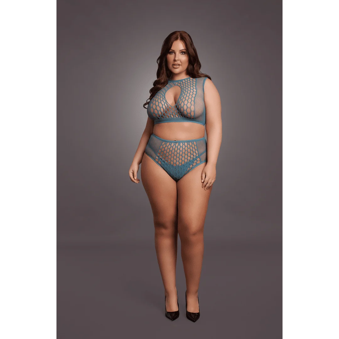 Ensemble de lingerie avec détails en résille et ouverture en goutte pour une silhouette séduisante aux courbes généreuses – LIN – Image 10