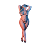 Ensemble noir avec soutien gorge, string ficelle et bretelles – Image 2