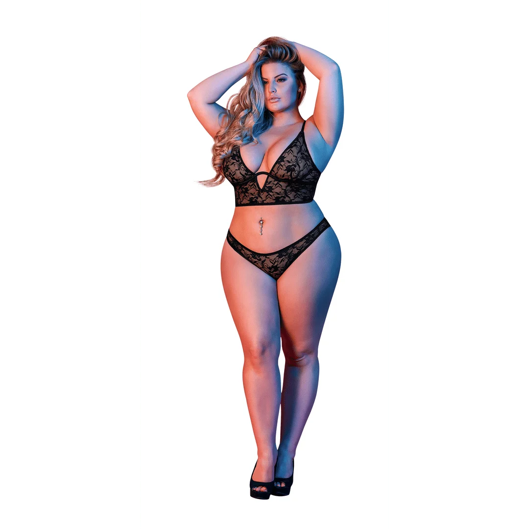 Bralette et culotte en dentelle Magic Silk, noir, 2X – Image 6
