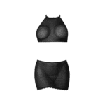 Haut tour de cou et minijupe en résille à pois Magic Silk – Image 10