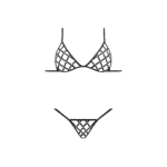 Ensemble Orthia noir en résille imitation cuir avec soutien gorge et string G 2X – Image 3