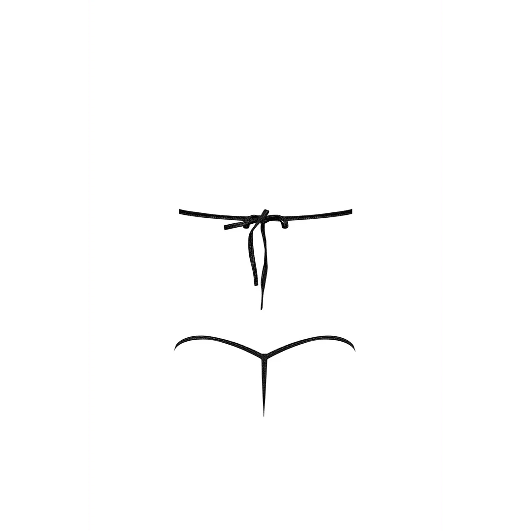 Ensemble Orthia noir en résille imitation cuir avec soutien gorge et string G 2X – Image 4