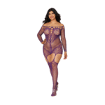 Ensemble porte jarretelles en résille et dentelle pour une silhouette pulpeuse séduisante, Dreamgirl – Image 2
