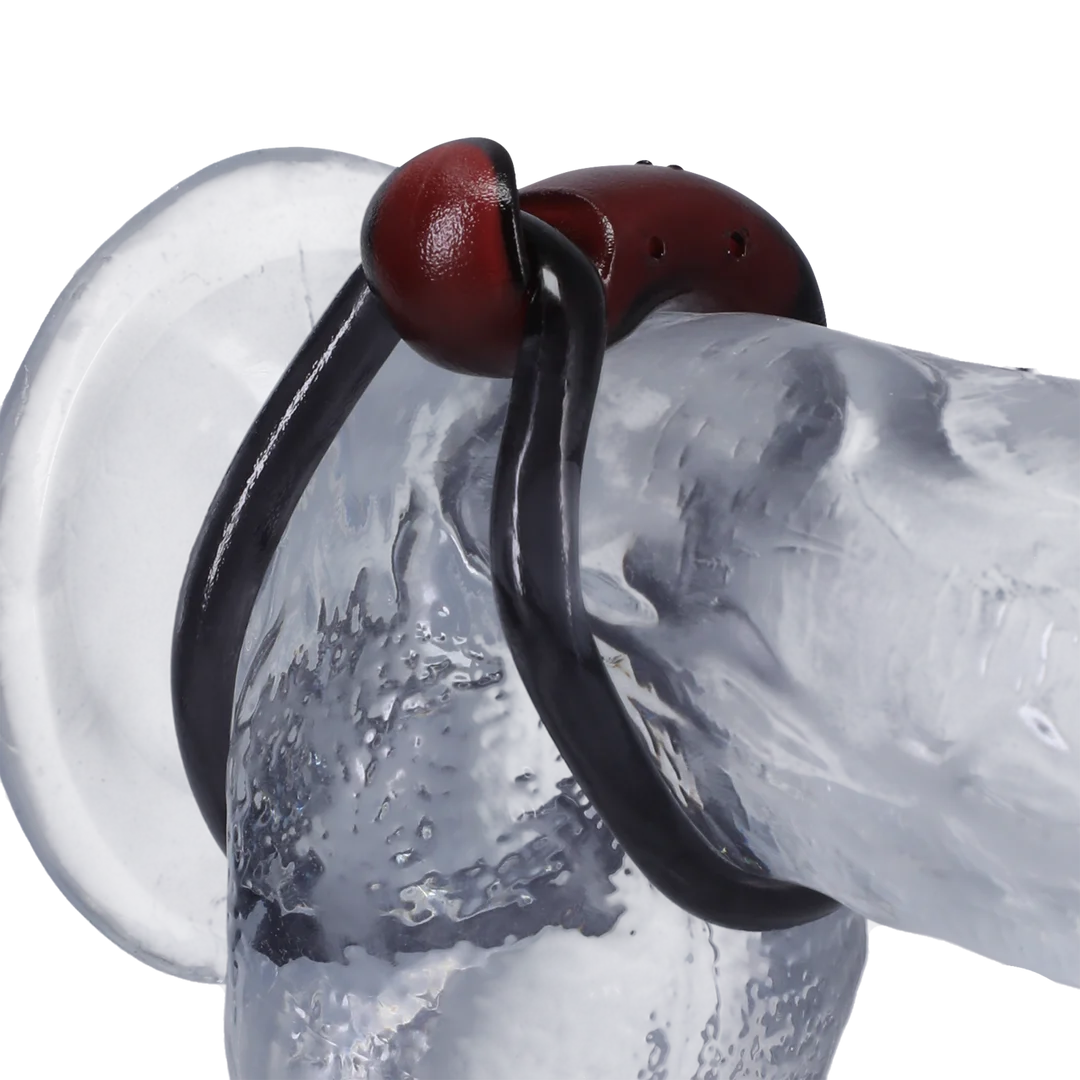 Anneau pénien non vibrant avec fermeture pratique à clip et boucle – Noir/Rouge – Image 5