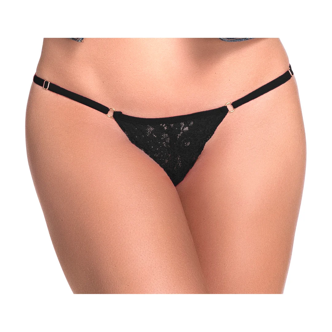 Slip Mapalé en dentelle avec ouverture, M/L, noir – Image 2