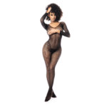 Bodystocking Mapalé à manches longues en filet noir – Image 5