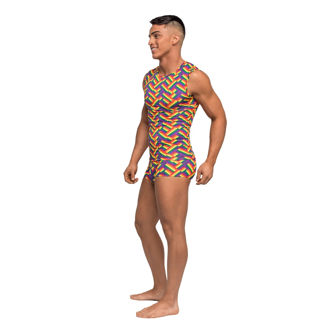 113240PRSL-5 Débardeur fitness Male Power avec imprimé arc en ciel, taille S – Image 1