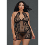 Babydoll en résille et dentelle avec ouverture pour une silhouette généreuse | SexyPlus – Image 2