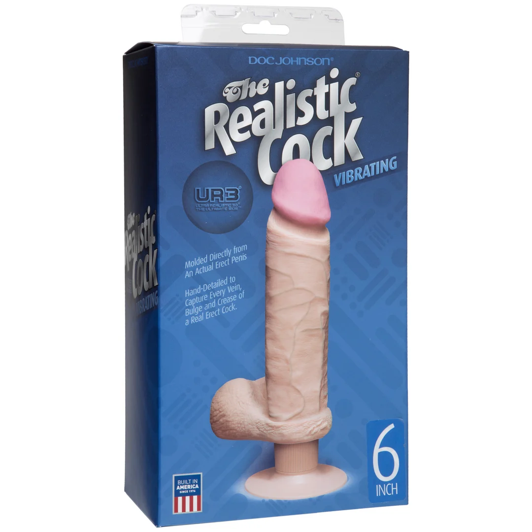 1160-01-BX-2 Vibromasseur réaliste en UR3 à double densité avec ventouse et plusieurs modes de vibration – Doc Johnson – Image 1