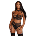 Ensemble de lingerie rayé Dreamgirl avec porte jarretelles – Image 6