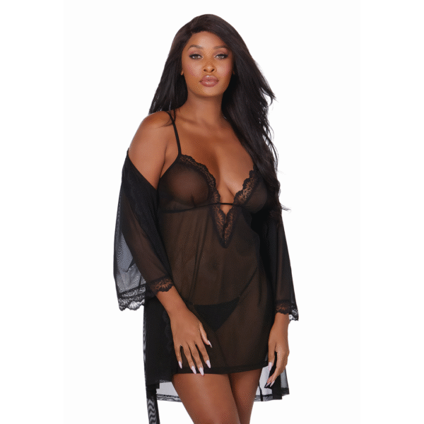 Ensemble chemise et robe Dreamgirl en mesh extensible, S