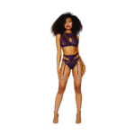 Ensemble de lingerie porte jarretelles avec chaînes dorées pour une allure sensuelle - SexyPlus – Image 2