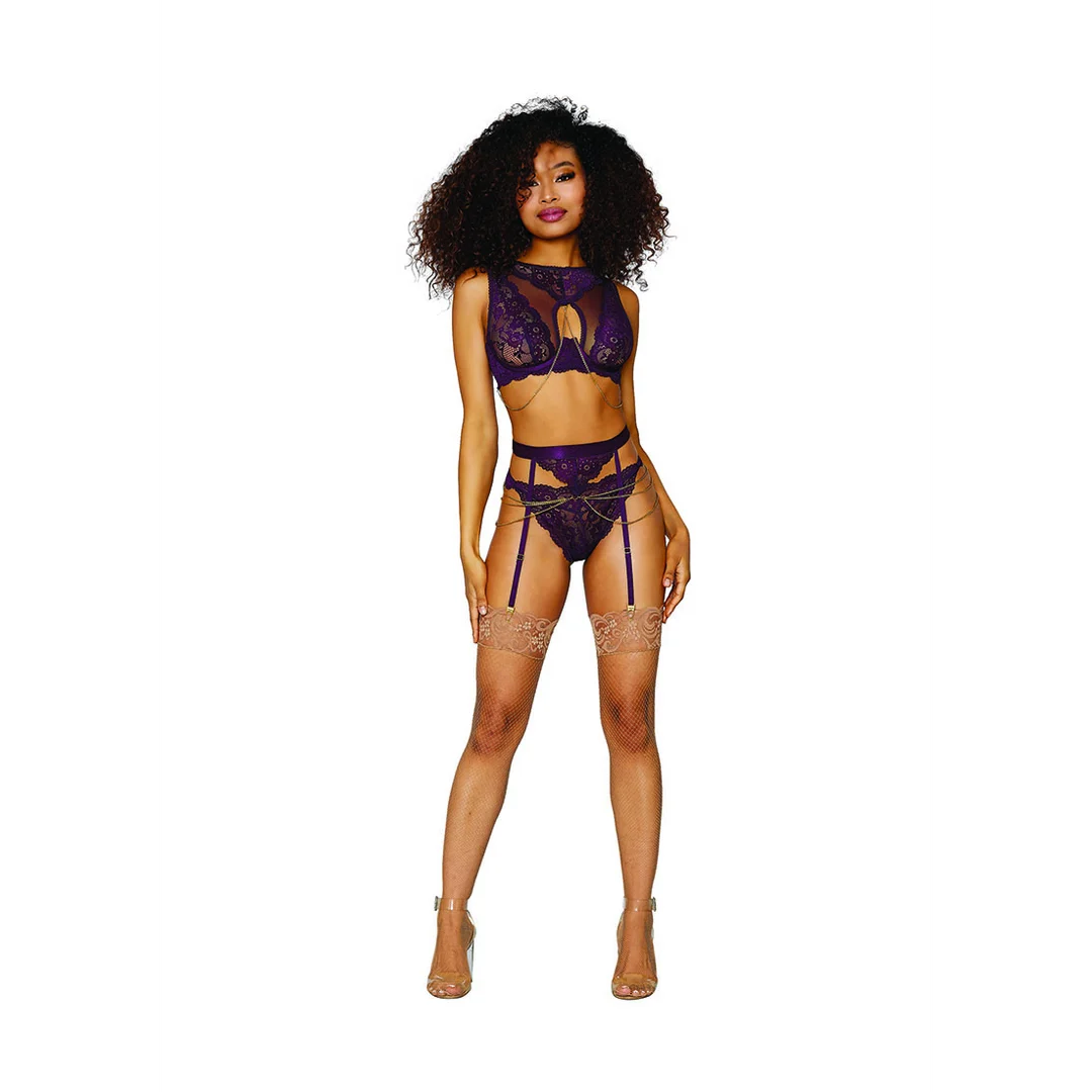 Ensemble de lingerie porte jarretelles avec chaînes dorées pour une allure sensuelle - SexyPlus – Image 4