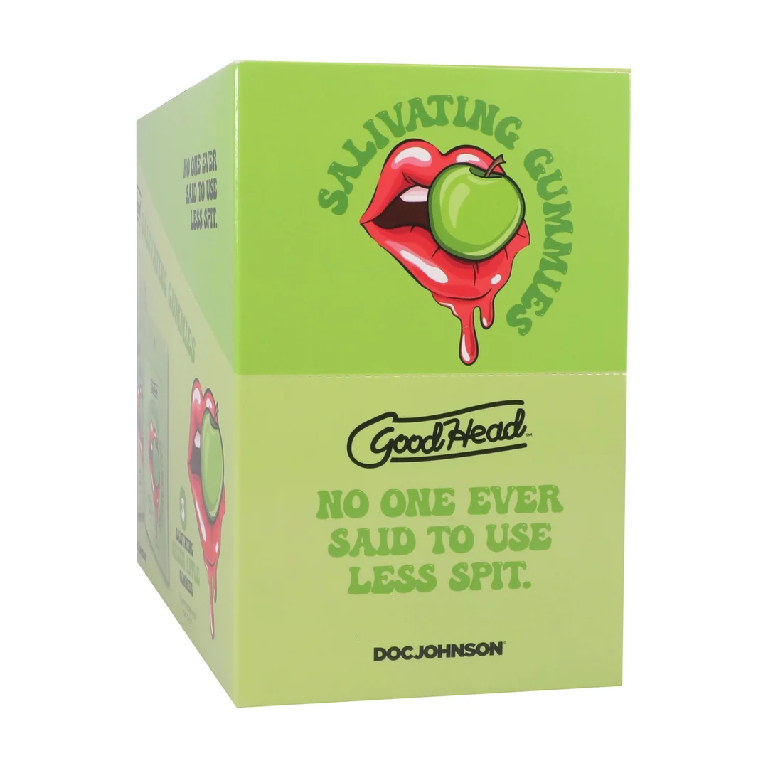 1387-53-BX-2 Gummies stimulants la salivation à la pomme verte, display de 24 unités, 12 gr, Goodhead – Image 1