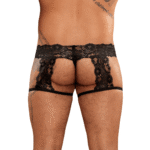 Short jarretelles Male Power en dentelle fleurie