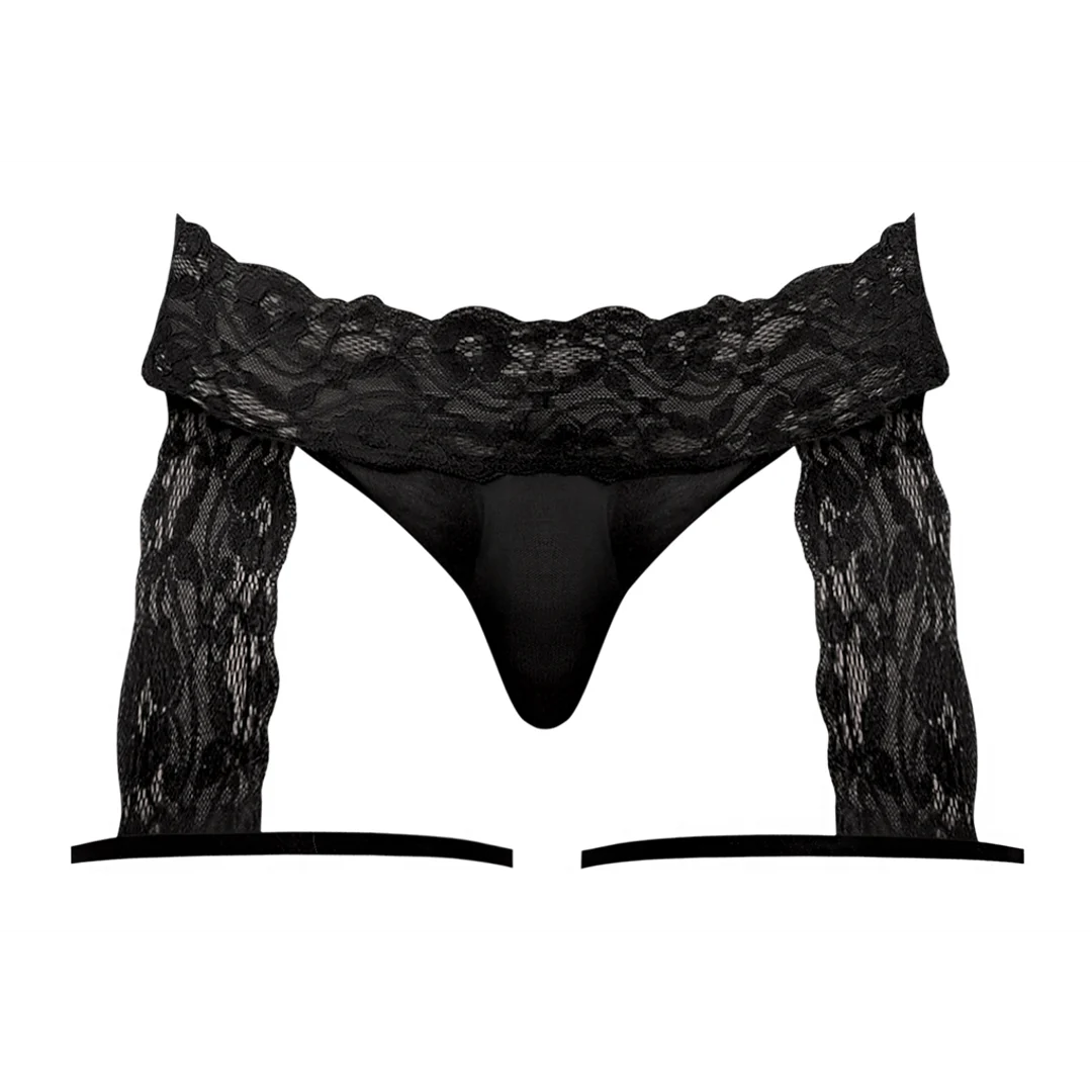 Short jarretelles Male Power en dentelle fleurie – Image 6