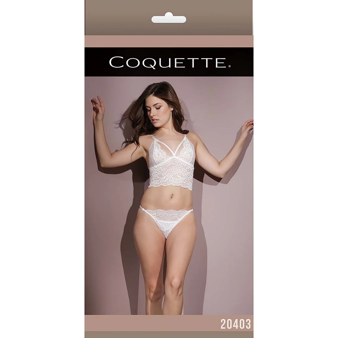 20403WHT-OS-2 Bralette Coquette et culotte ouverte à l’entrejambe – Image 1