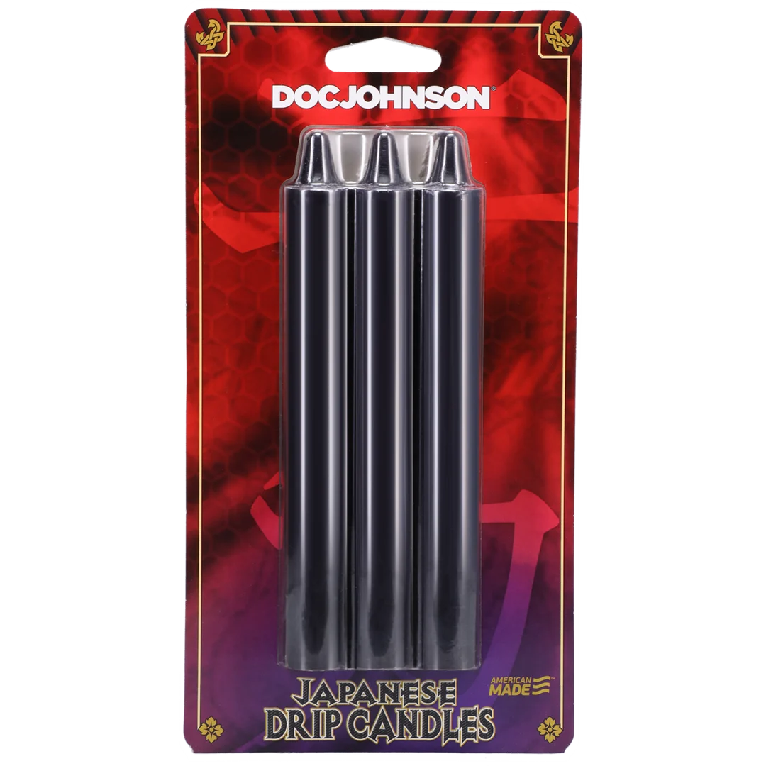 2101-05-CD-2 Bougies japonaises à cire dégoulinante – Gouttes chaudes indiquées comme sans danger pour la peau, pour un jeu sensoriel – Parfum neutre – Doc Johnson – Noir – 3 pièces – Image 1