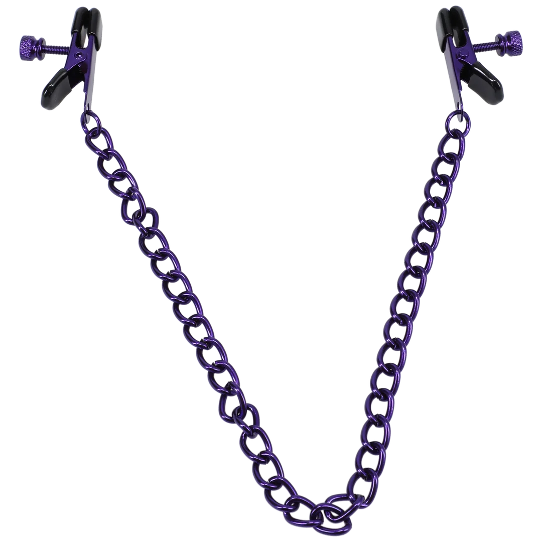 Pinces à tétons BDSM à pression réglable – Pinces à tétons – Violet – Image 2