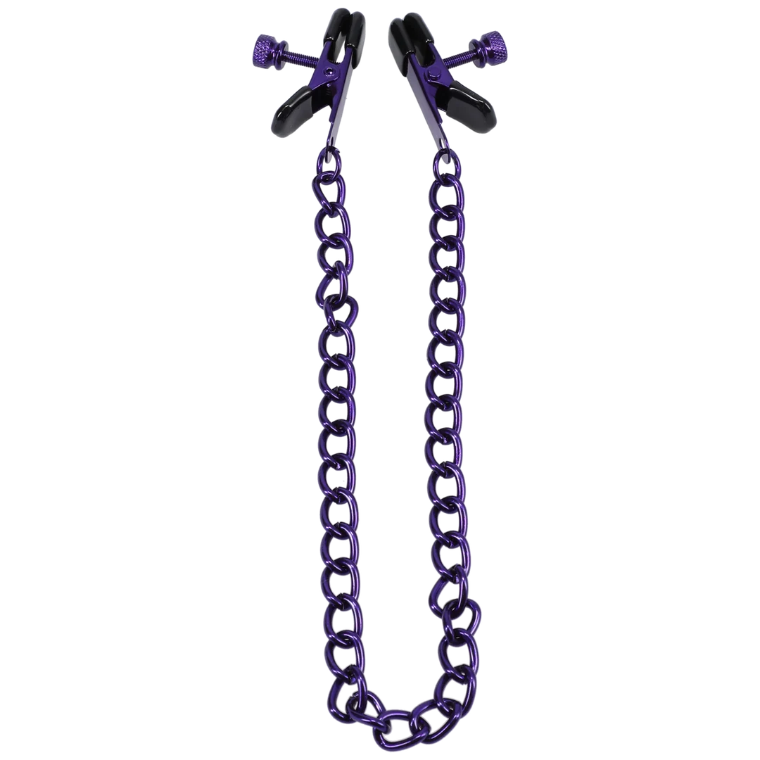 Pinces à tétons BDSM à pression réglable – Pinces à tétons – Violet – Image 4