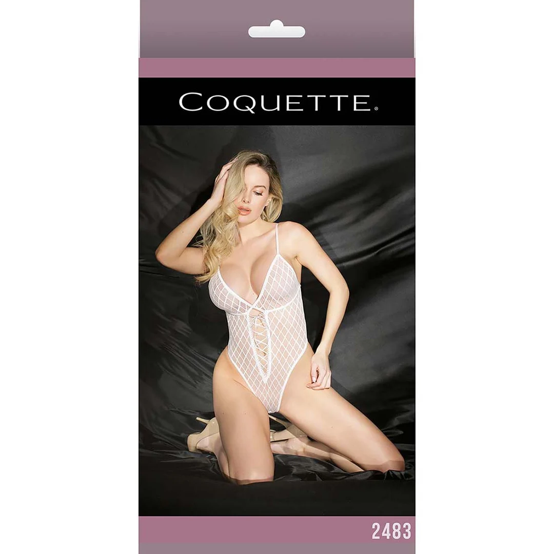 Body échancré en résille diamant avec détail nœud pour silhouettes pulpeuses – Coquette – Image 6