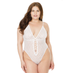 Body échancré en résille diamant avec détail nœud pour silhouettes pulpeuses – Coquette – Image 9