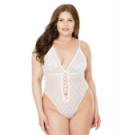 Body échancré en résille diamant avec détail nœud pour silhouettes pulpeuses – Coquette – Image 2