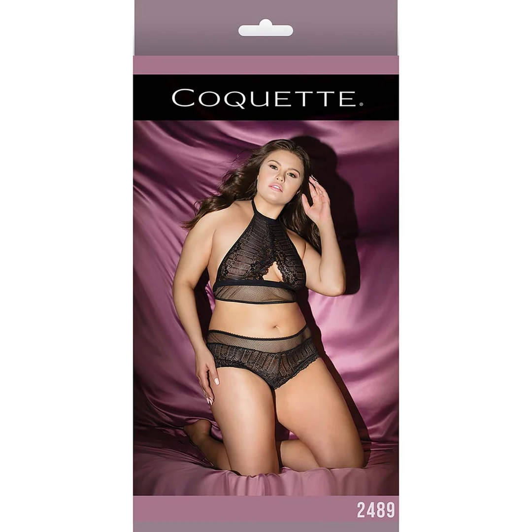 2489BLK-OSX-2 Haut dos nu en résille et shorty booty Coquette – Image 1