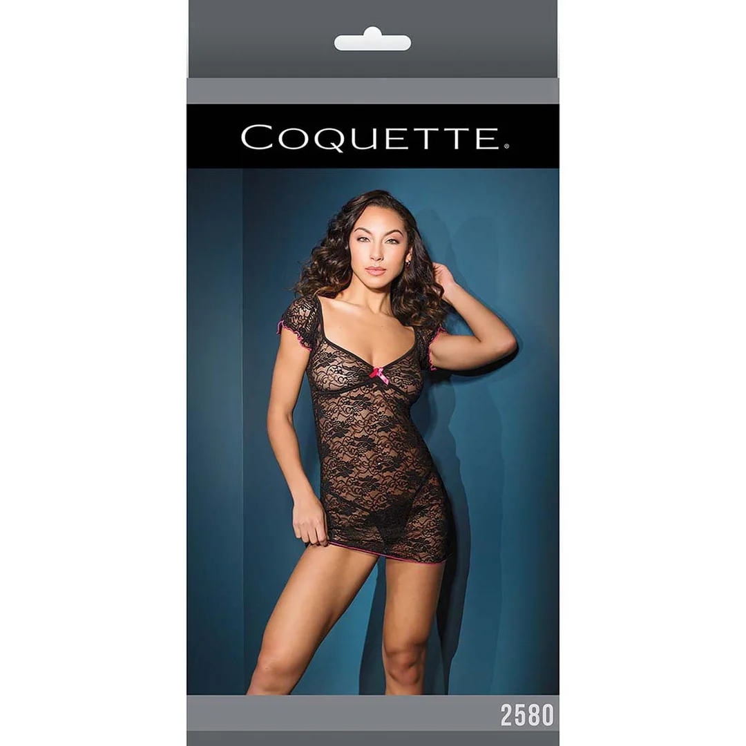 Babydoll en dentelle grande taille avec détails roses et nœud, pour les silhouettes généreuses – SexyPlus – Image 6