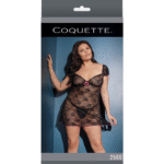 Babydoll en dentelle grande taille avec détails roses et nœud, pour les silhouettes généreuses – SexyPlus