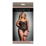 Haut caraco Coquette avec string, noir, grande taille