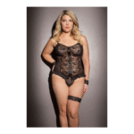 Haut caraco Coquette avec string, noir, grande taille – Image 3