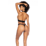 Ensemble de lingerie noir avec laçage et string en dentelle pour un look audacieux – LIN – Image 2