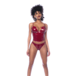 Ensemble bustier Mapalé en rouge vin brillant – Image 2