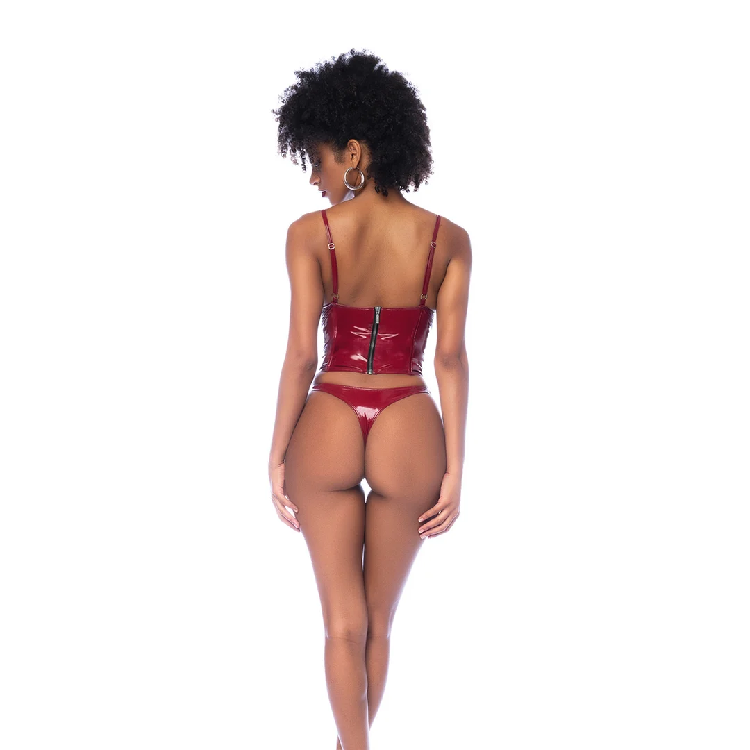 2761GLWNL-5 Ensemble bustier Mapalé en rouge vin brillant – Image 1