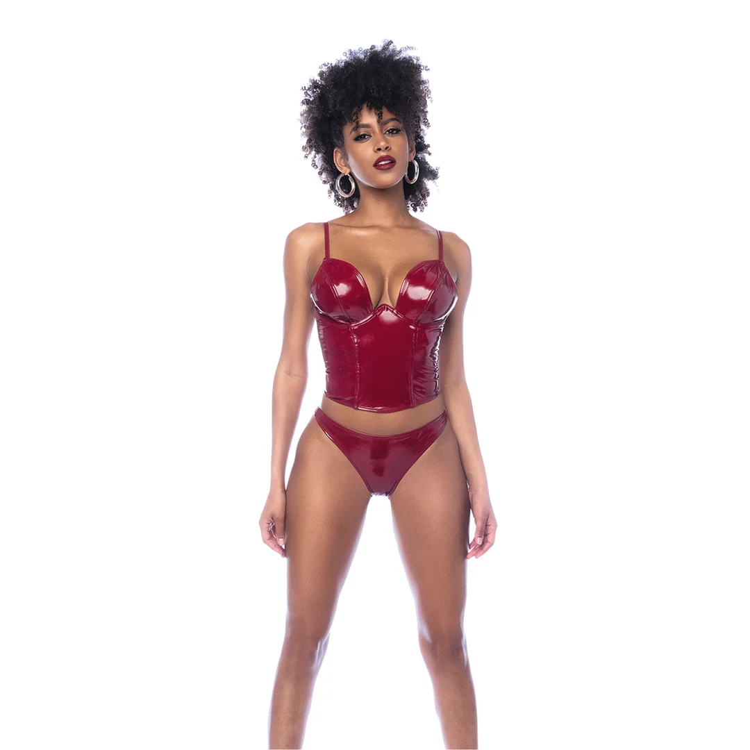 Ensemble bustier Mapalé en rouge vin brillant – Image 2