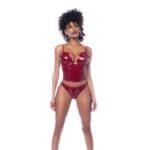 Ensemble bustier Mapalé en rouge vin brillant – Image 4