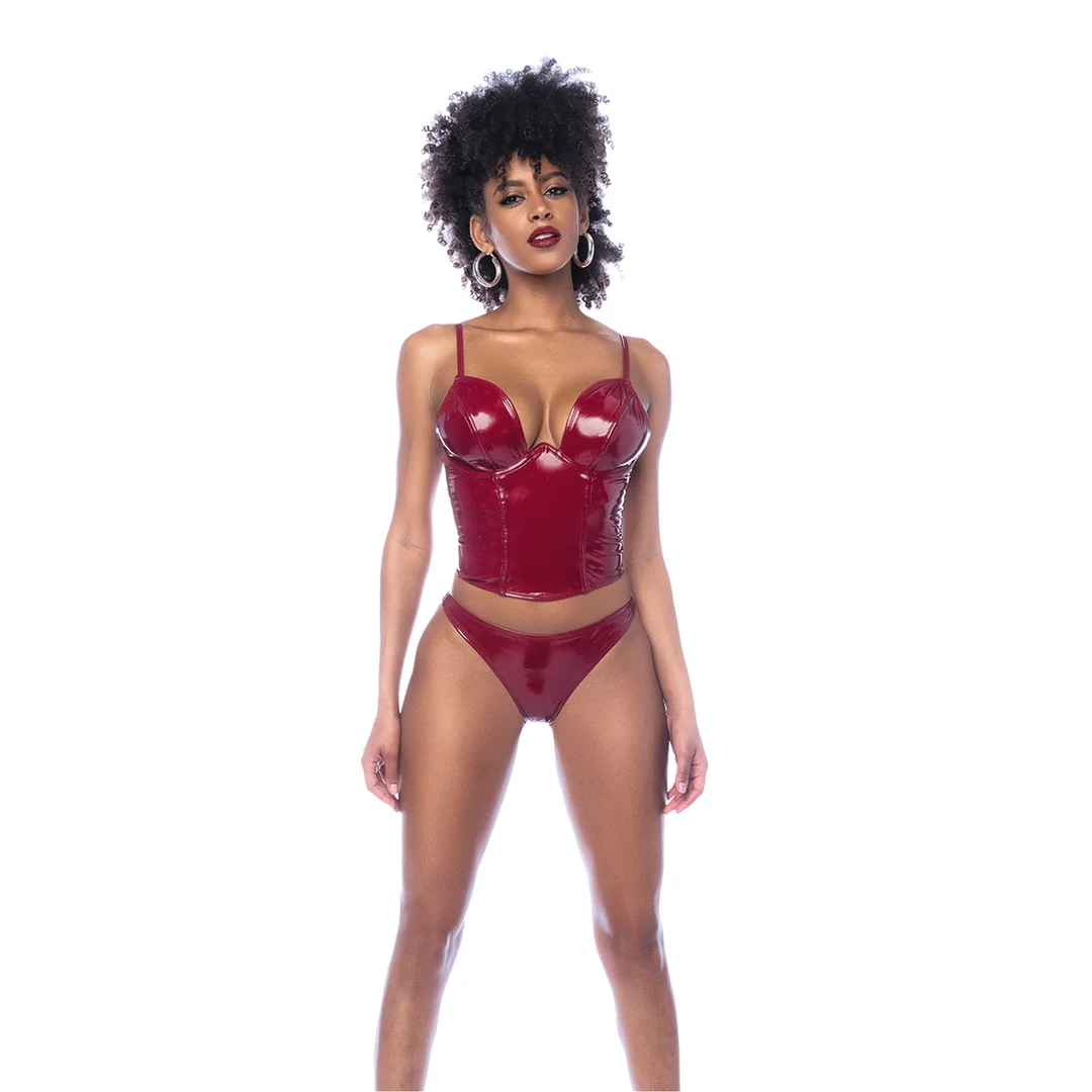 Ensemble bustier Mapalé en rouge vin brillant – Image 4