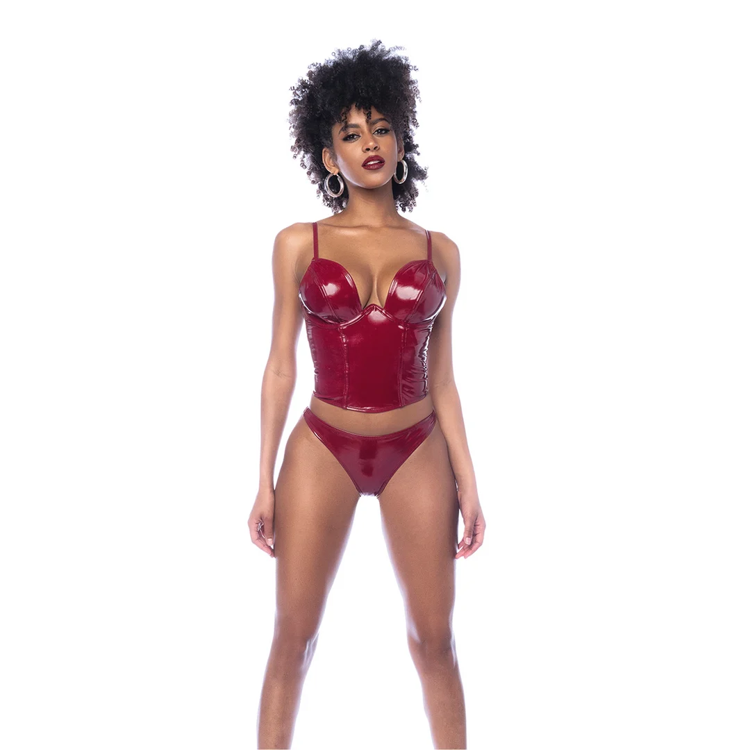 Ensemble bustier Mapalé en rouge vin brillant – Image 8