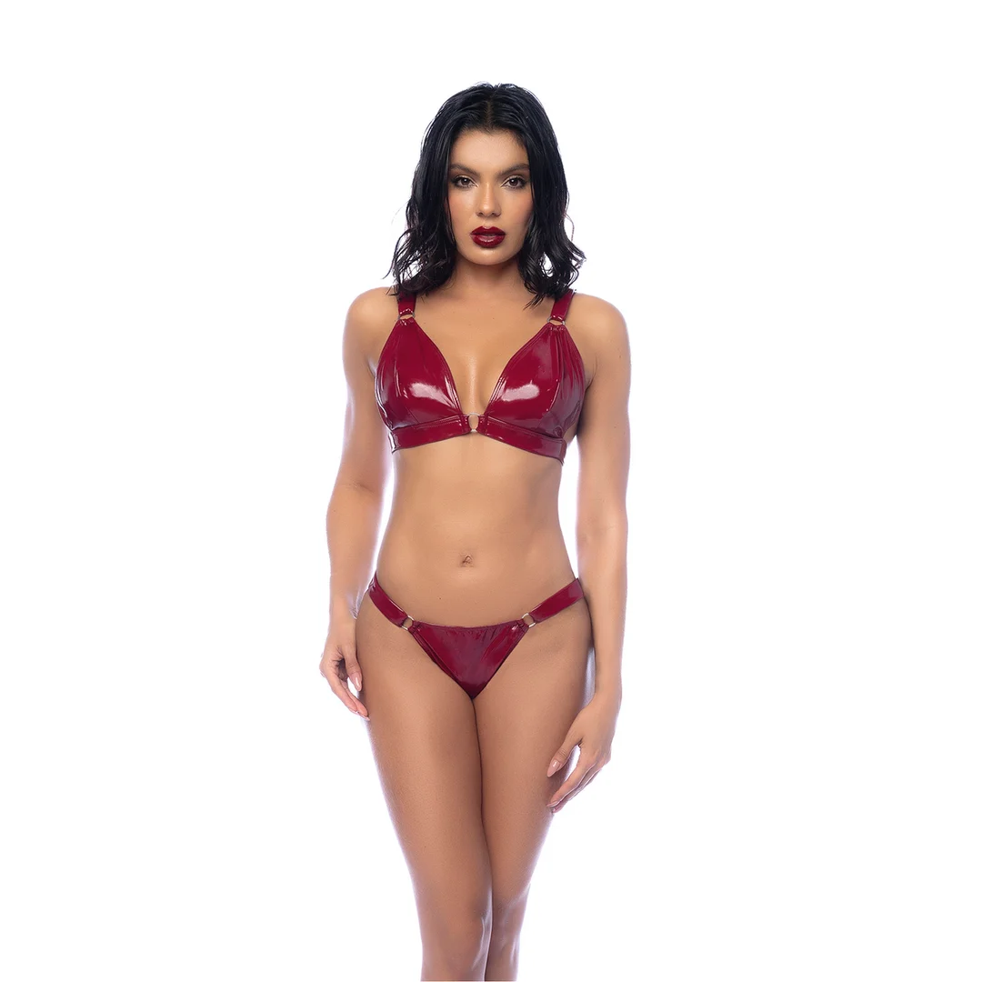 Ensemble de lingerie deux pièces Mapalé rouge vin brillant – Image 3