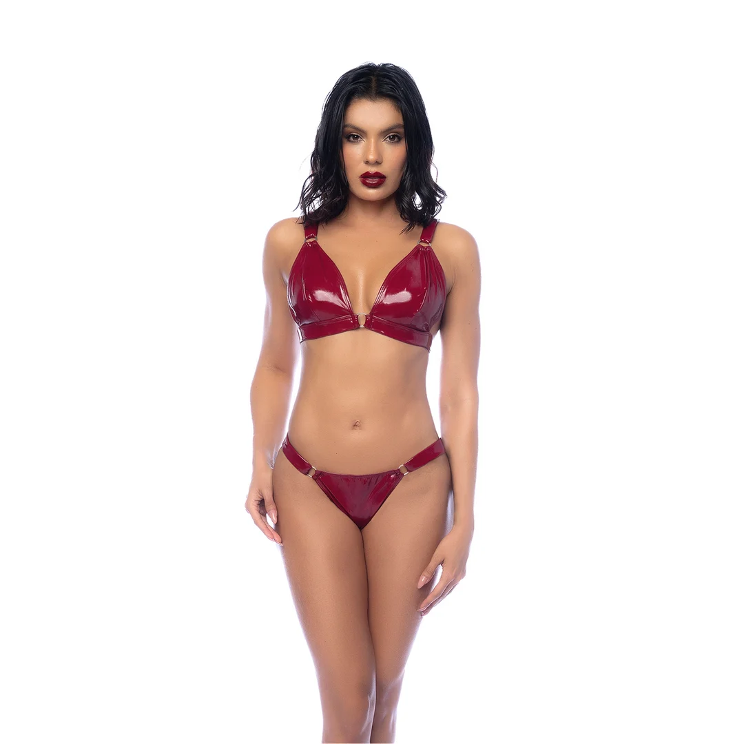 Ensemble de lingerie deux pièces Mapalé rouge vin brillant – Image 6