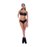 Ensemble soutien gorge deux pièces Mapalé Rock Star, L/XL, noir effet vinyle – Image 3