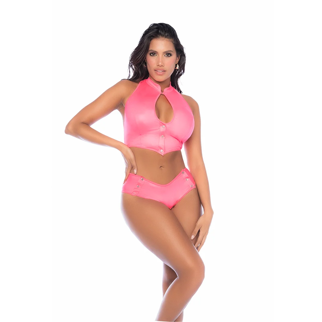 Ensemble deux pièces Mapalé rose effet wetlook – Image 4